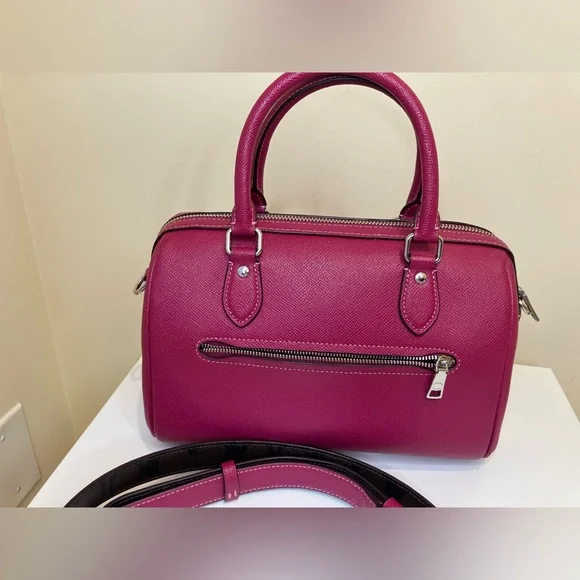 Coach Rowan Satchel Bag With Signature Canvas Strap Pink